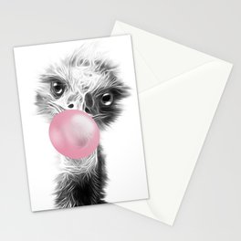 Bubblegum Emu Luminous Art. Funny blow a bubble emu  Stationery Cards