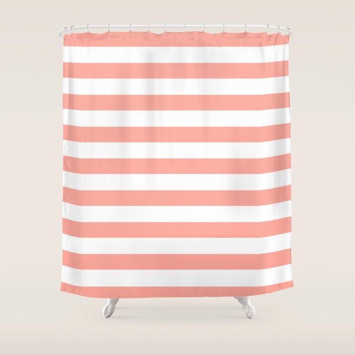 Simply Striped in Salmon Pink and White Shower Curtain by Simple Luxe