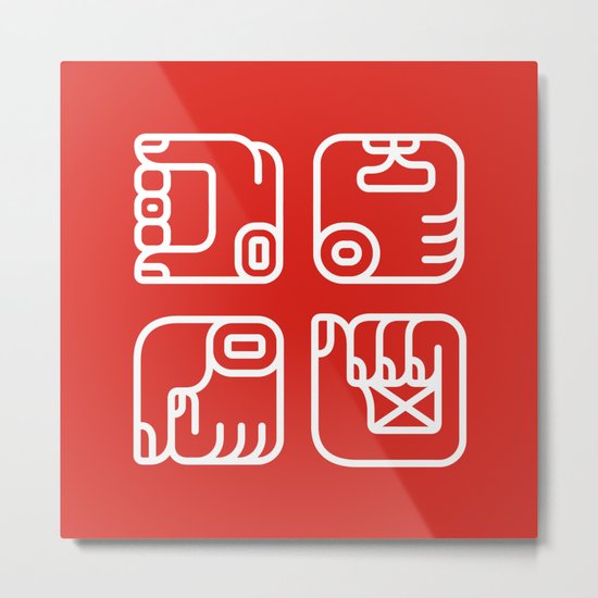 Mayan Glyphs ~ Hands Metal Print