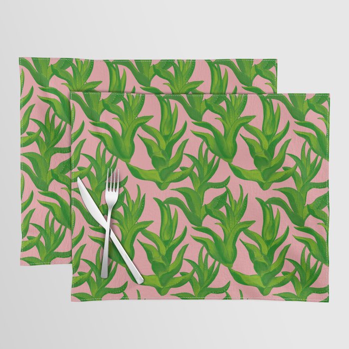 Aloe Vera - green and pink Placemat