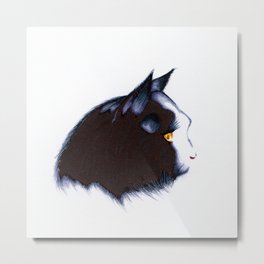 black cat Metal Print | Drawing, Black, Thinking, Catlove, Cute, Illustration, Animal, Animallover, Pets, Impressionism 