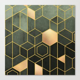 emerald ombre hexagons (i 2021) Canvas Print