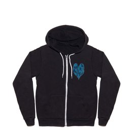 When Hearts Meet Together Pattern - Blue Grey Hearts (On Grey) Zip Hoodie