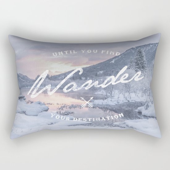 Wanderlust snow landscape winter sunset typography Rectangular Pillow