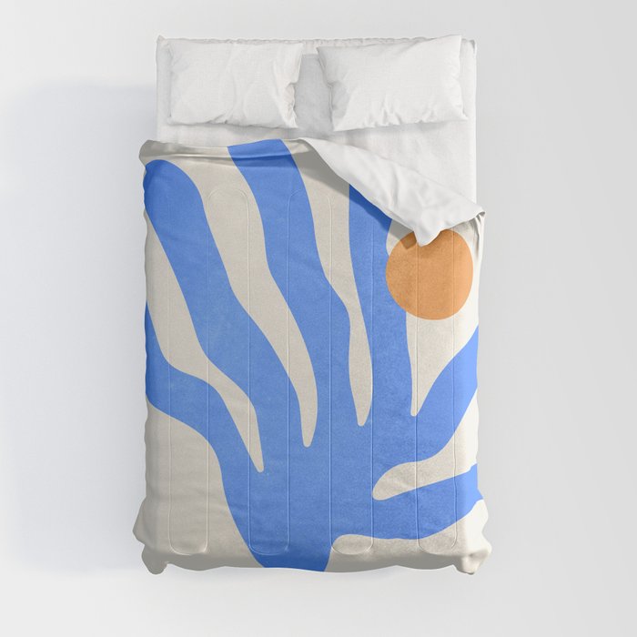 Jazz Blue Leaf: Matisse Series 02 | Mid-Century Edition Comforter