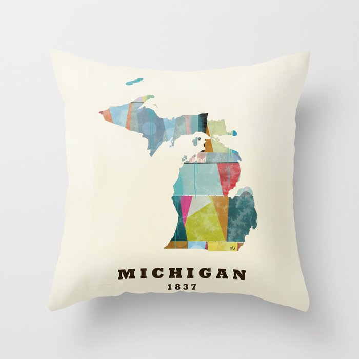 Michigan  state map modern Throw Pillow