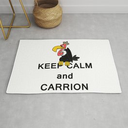 Keep Calm and Carry On Carrion Vulture Buzzard with Crown Meme Rug