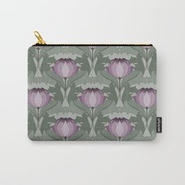 Lavender Flowers Art Nouveau Inspired Floral Pattern Carry-All Pouch
