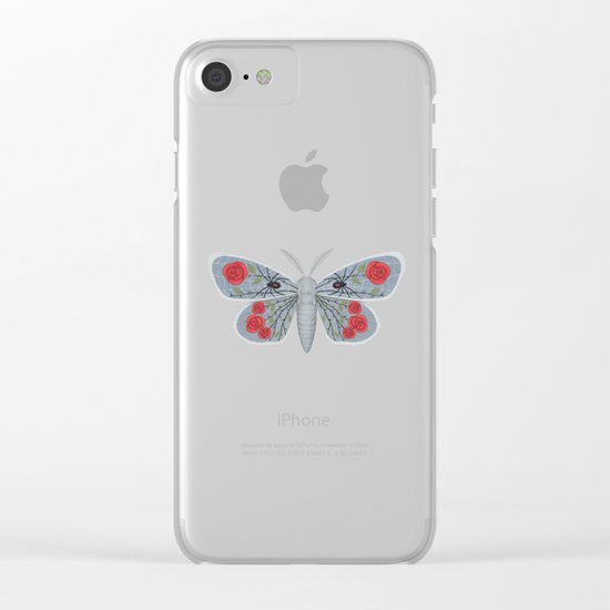 spider web and rose (made up moth) Clear iPhone Case