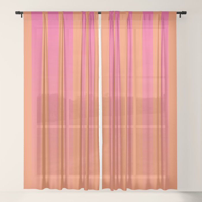 ◉希少60s・mods【SHOTGUN EXPRESS・CURTAINS】 Dreamy Future Stripes Hot Pink and Orange Gradient Ombre