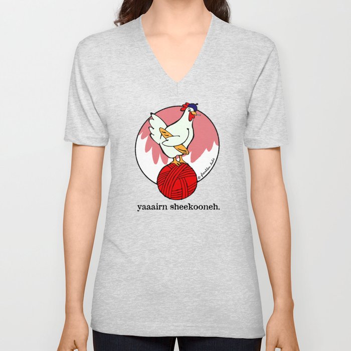 French Yarn Chicken V Neck T Shirt