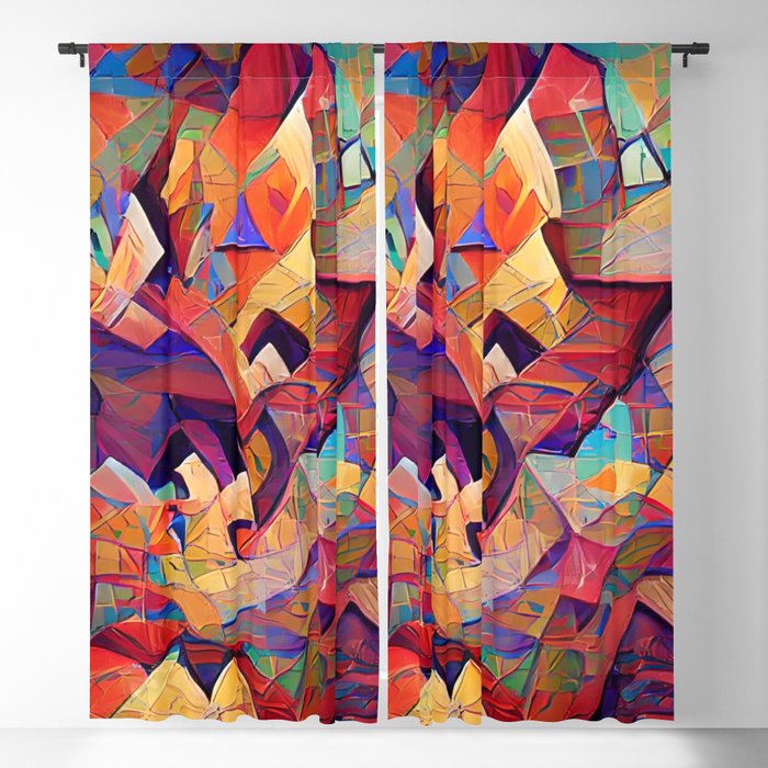 Colorful Distorted Squares Blackout Curtain