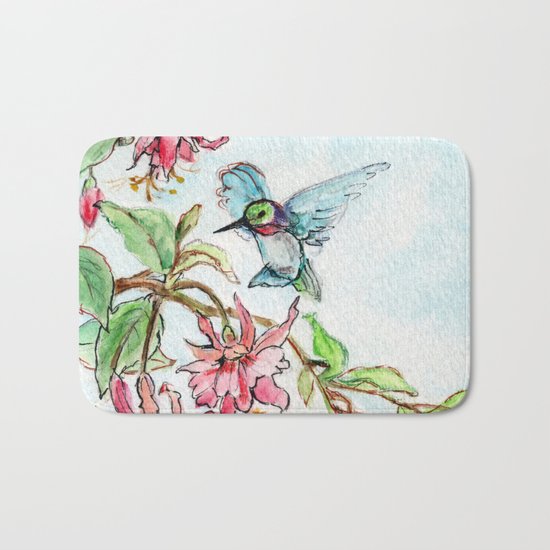 Honeysuckle Hummingbird Bath Mat
