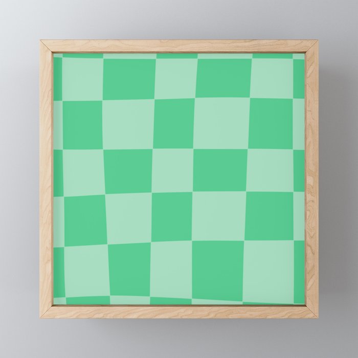 Watermelon Green Checkerboard  Framed Mini Art Print