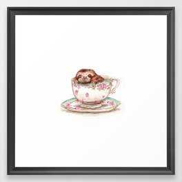 Sloth in the Teacup by Hannah Seakins Framed Art Print