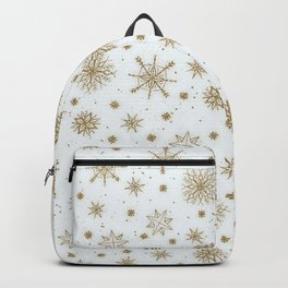 Gold Snowflakes White Design Backpack