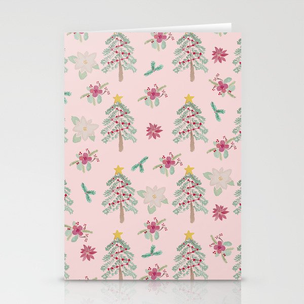 Christmas Pattern Pink Stationery Cards