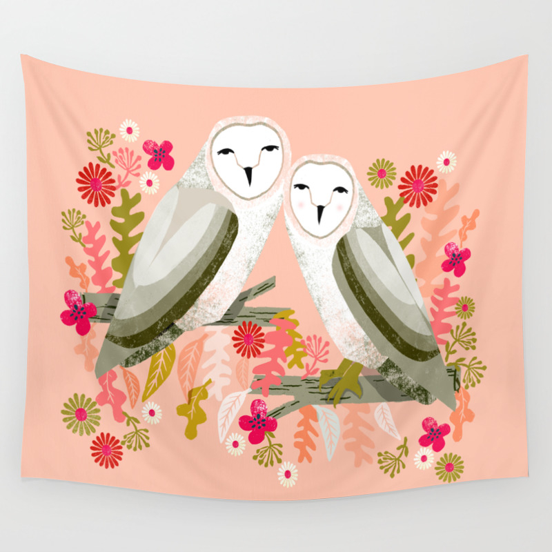 Owl Always Love You Valentines Barn Owls Owl Owls Cute Animals Birds Andrea Lauren Wall Tapestry