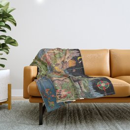 The land of make believe. Published by Jaro Hess 1930 Cornucopia of Fairy Tales Detailed Labeled Map Fun Magical Fantasy Art Throw Blanket