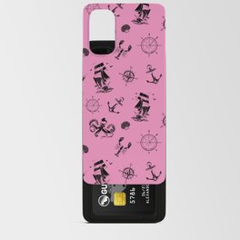 Pink And Black Silhouettes Of Vintage Nautical Pattern Android Card Case