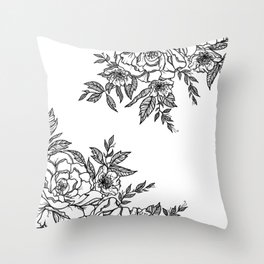 Floral - Black & White Throw Pillow