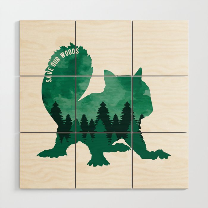 Environmental Protection Squirrel Climate Change Wood Wall Art
