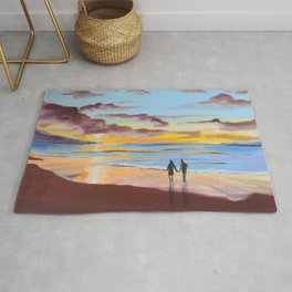 Romantic painting, couple at the beach Rug | Gordonbruceart, Originalpainting, Sunsetpainting, Sunsetart, Oil, Painting, Romanticpainting, Romanticcouple, Seascape, Landscapepainting 