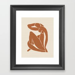 Matisse Nude Woman in Terracotta | Line Art | Abstract Art | Minimal Drawing Framed Art Print