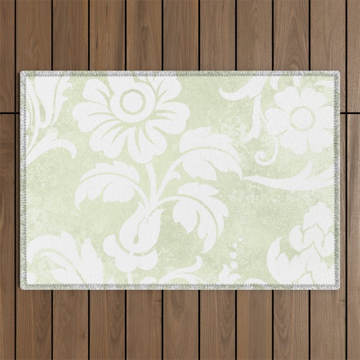 Beautiful White Print Design Pattern Outdoor Rug