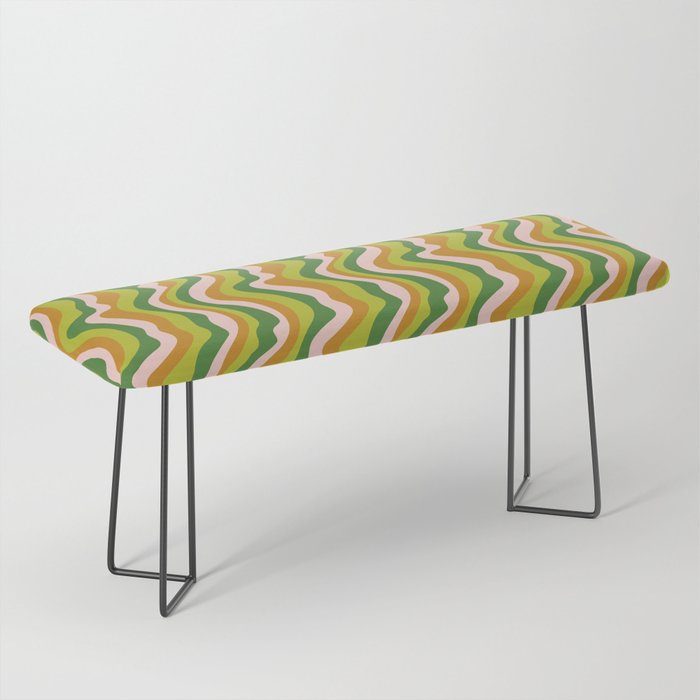 GOOD VIBRATIONS GROOVY MOD RETRO WAVY STRIPES in GREEN PINK COPPER Bench
