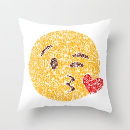Emoji Calligraphy Art :Face blowing a kiss Throw Pillow