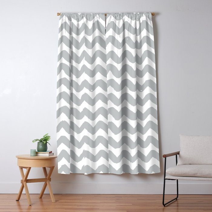 Light Grey Brushstroke Chevron Pattern Blackout Curtain By