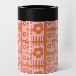 Flowers and Smiles Pink Orange Can Cooler