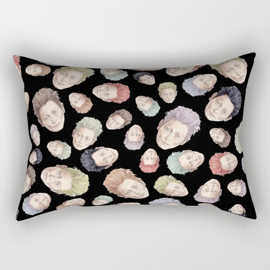 Tilda Heads on Black | Hair Pattern Rectangular Pillow
