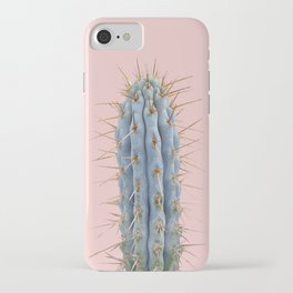 blue cactus with pink background iPhone Case