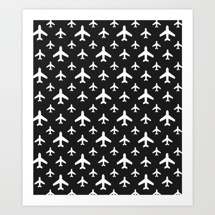 Black/White Airplanes Art Print