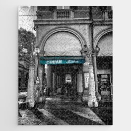 Black and White Bologna Street Photography Vector Green Jigsaw Puzzle