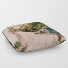Greek Street Still Live | Colorful Travel Photography in the Cycladic Island of Naxos | Sunny & Summer Vibe Floor Pillow