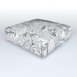Richmond White Map Outdoor Floor Cushion | White, Black And White, America, Graphicdesign, Digital, Richmond, Architecture, Line, Simple, Minimal 