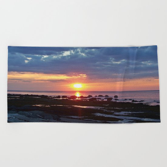 Sunset under Stormy Skies Beach Towel