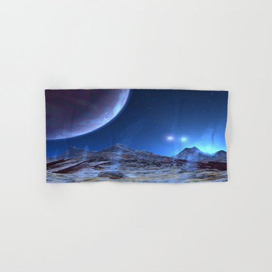Extraterrestrial Landscape : Galaxy Planet Blue Hand & Bath Towel