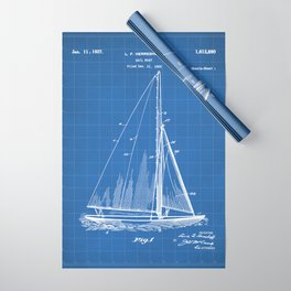Sailboat Patent - Yacht Art - Blueprint Wrapping Paper