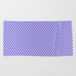 [ Thumbnail: Powder Blue & Purple Colored Stripes Pattern Beach Towel ]