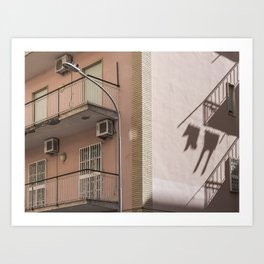 Laundry balcony house building shadow sun pastel Naples Italy | Travel photography Art Print