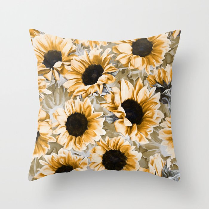 Dreamy Autumn Sunflowers Throw Pillow