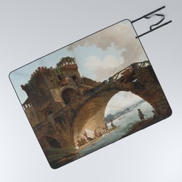 The Ponte Salario Oil painting by Hubert Robert Picnic Blanket
