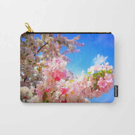 Pink Flowers Blue Sky Carry-All Pouch