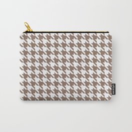 Houndstooth pattern. Coca Mocha and White colors. Carry-All Pouch | Vintage, Decoration, Decor, Texture, Shape, Graphic, Retro, Stylish, Hound, Background 