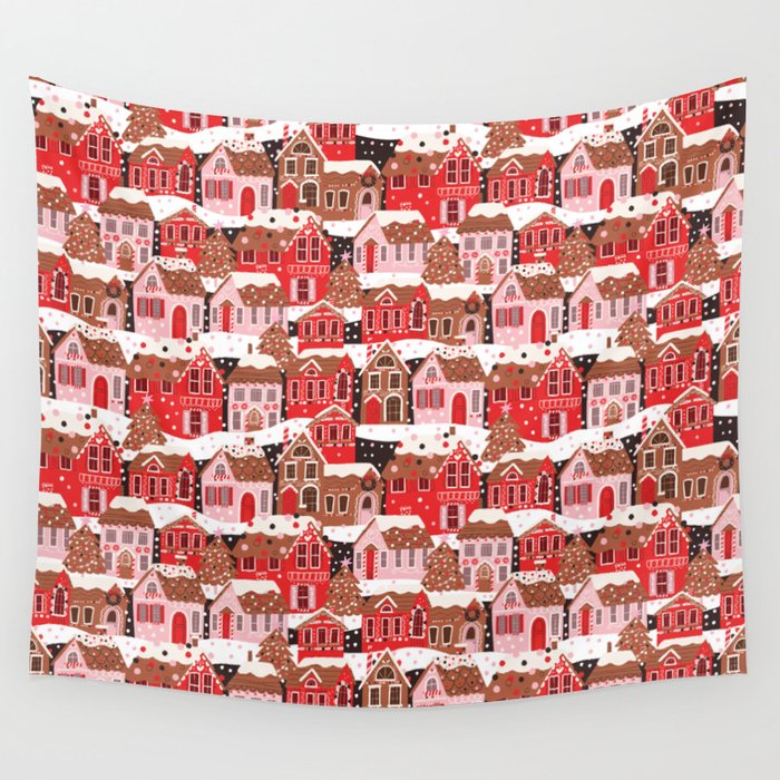 Gingerbread Village Wall Tapestry