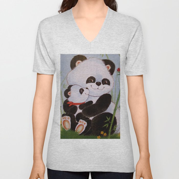 Panda Love V Neck T Shirt